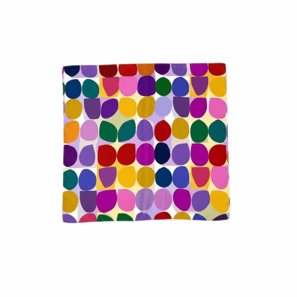 Fashion Colorful Square Headscarf Round Pot Pattern Soft Square Scarf Versatile Turban Travel Accessories