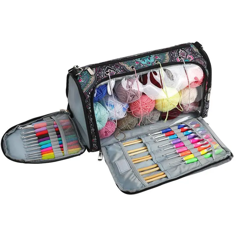 

Вместительная сумка для хранения пряжи с ручкой через плечо, органайзер для вязальных инструментов, сумка для хранения и организации пряжи для свитеров.