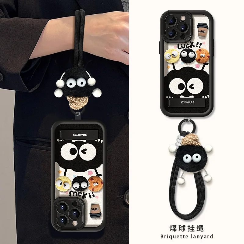 

Doll lanyard for iphone16PRO phone case iphone15 silicone skin print iphone14 all-inclusive iphone12 drop resistant iphone13