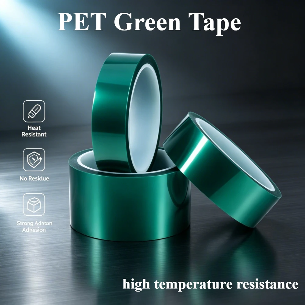 3rolls PET Film Tape High Temperature Masking Tape Silicone Adhesive PCB SMT Electroplating Insulation Protection Tape