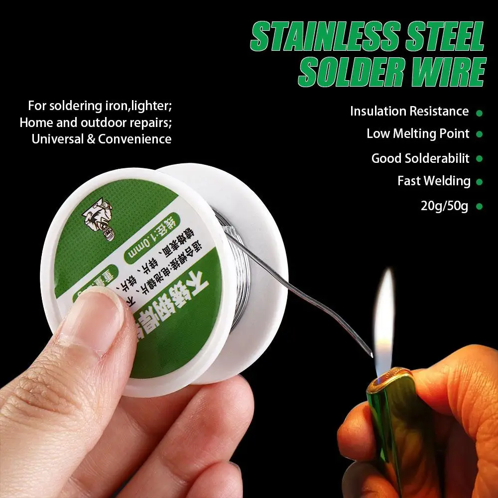 20g/50g Low Temperature Solder Wire Lighter No Gas Welding Wire Stainless Steel Nickel Aluminum Soldering Wire Soldering