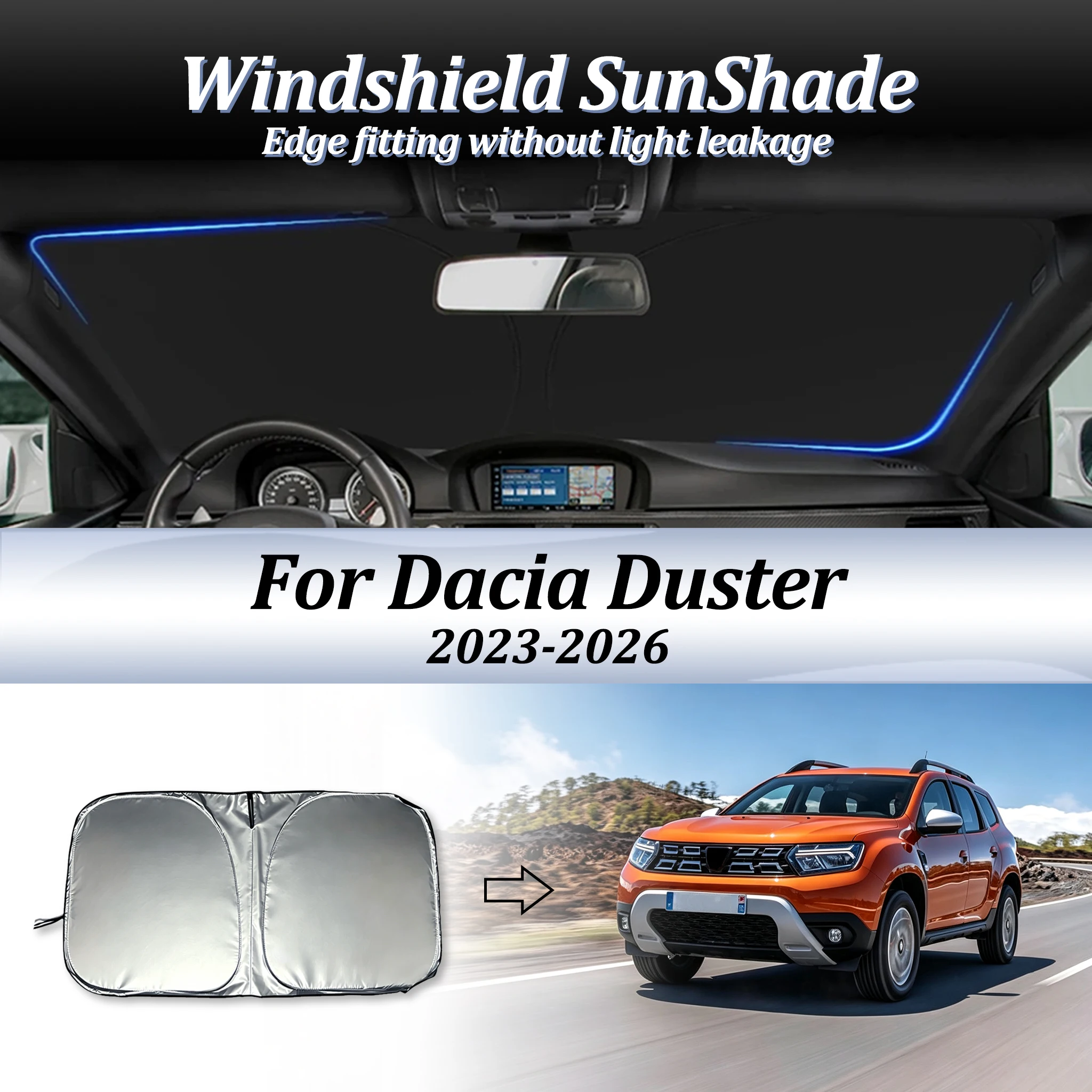 For Dacia Duster 2023 2024 2025 2026 Windshield Sunshade Cover Front Window Sun Shade Heat Insulation Summer Car Accessories