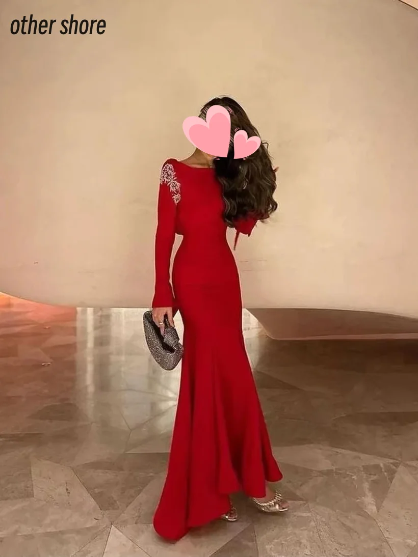 

Other Shore Elegant Vintage Sexy Red Mermaid Beading Backless Applique Customize Formal Occasion Prom Dress Evening Party Gowns