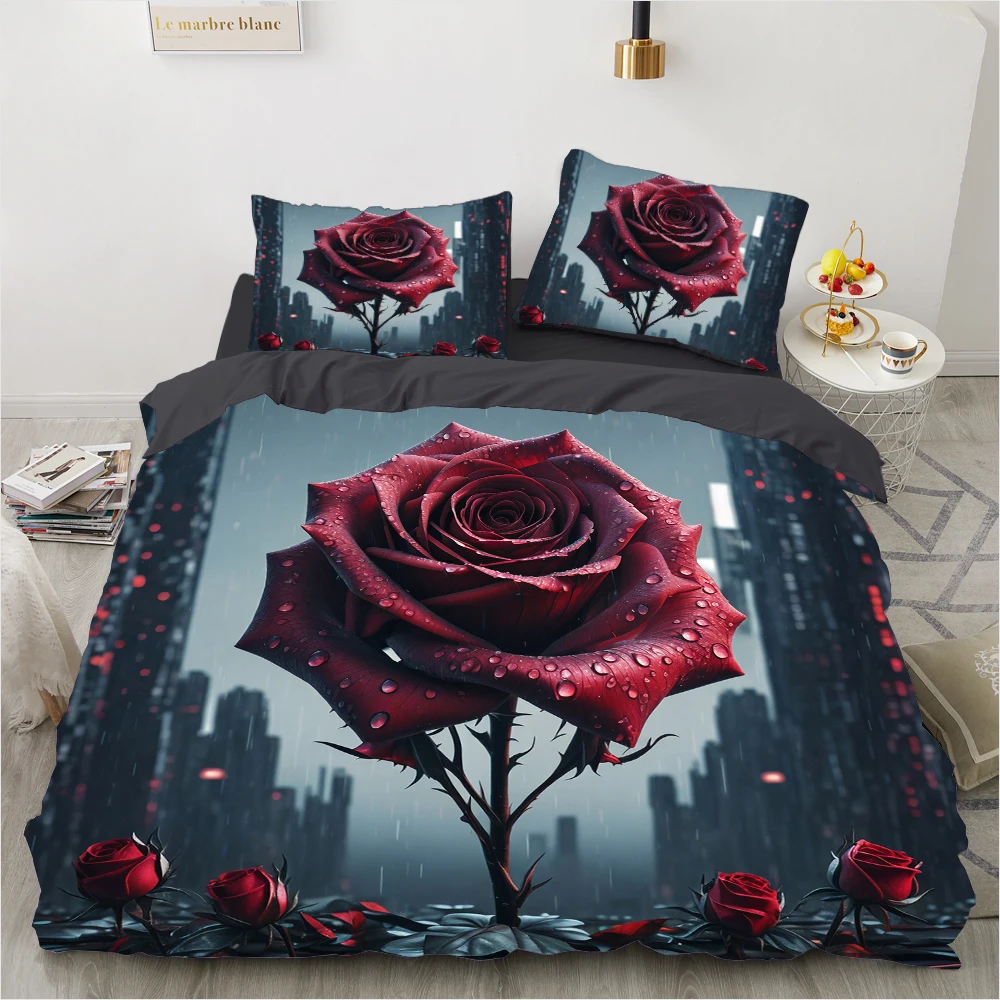 3D Floral Bedding set Duvet/Quilt/Comforter Cover sets Flower Bed Linen city rose Design Custom King Queen Full Size 200x200