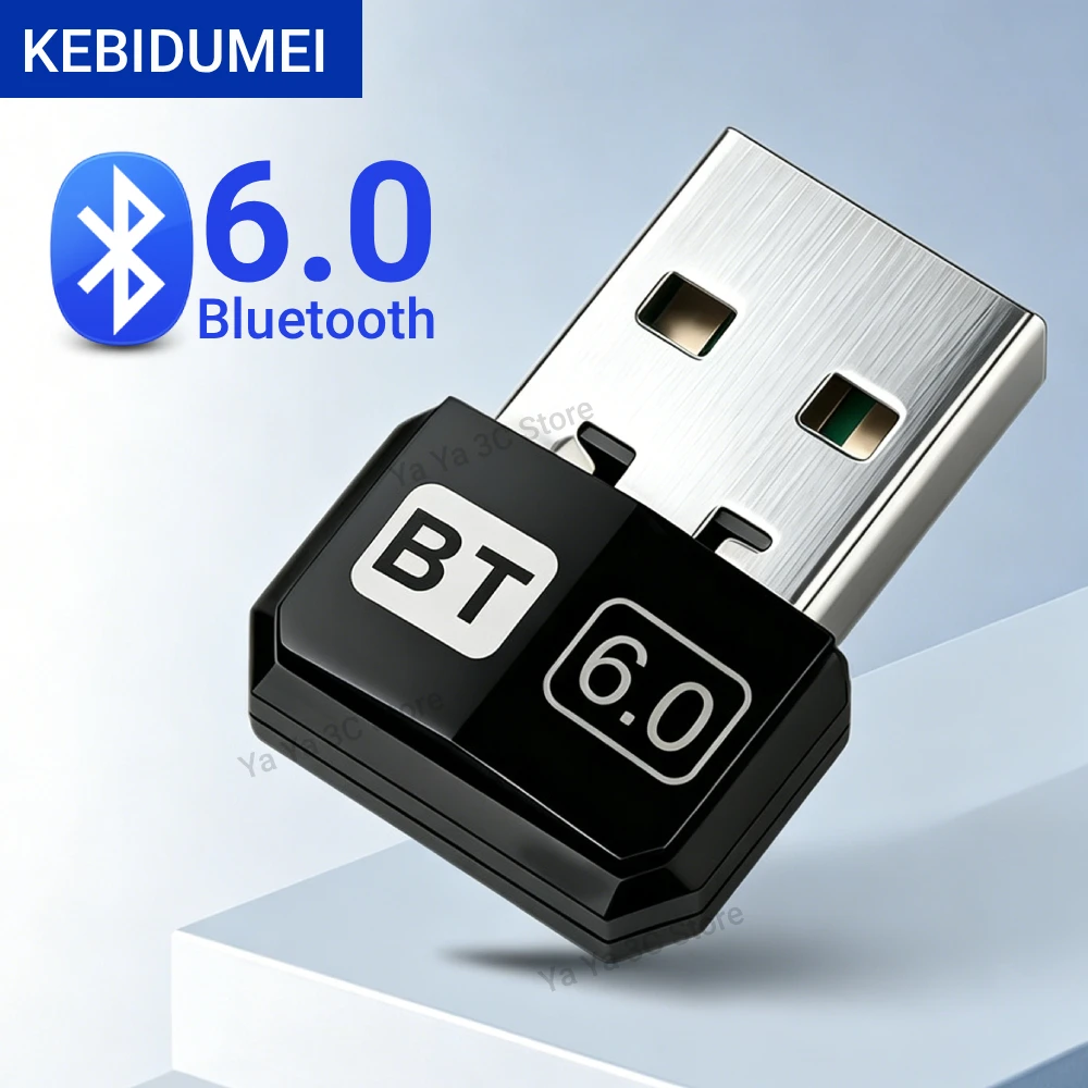 

KEBIDUMEI USB Bluetooth 6.0 Adapter Bluetooth Dongle for PC Win 11/10/8.1 Bluetooth Receiver & Transmitter for Keyboard/Mouse