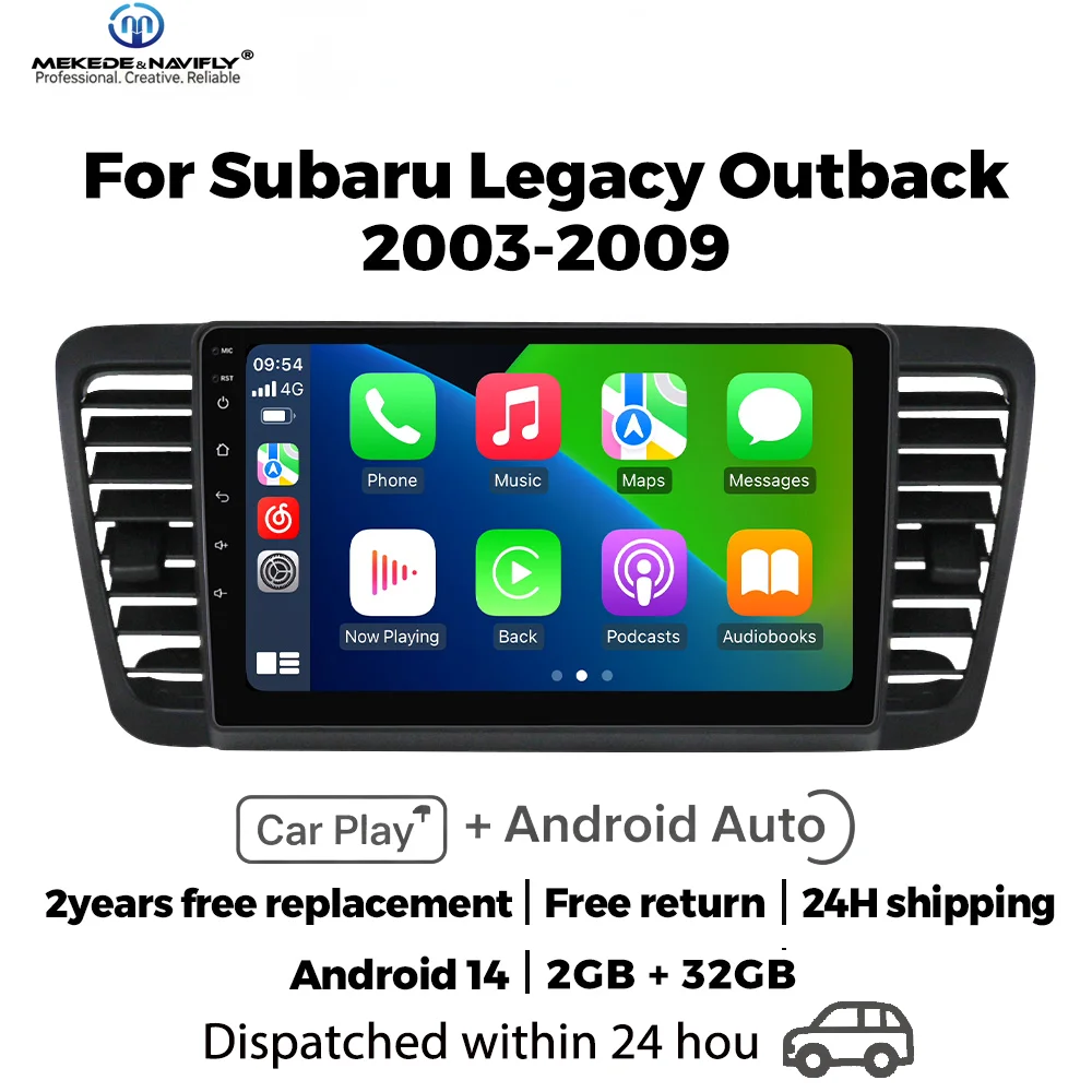 

Автомобильная магнитола MEKEDE Android 14 с IPS-экраном для Subaru Outback 3 Legacy 4 2003-2009, беспроводной Carplay, Android Auto, мультимедийный плеер