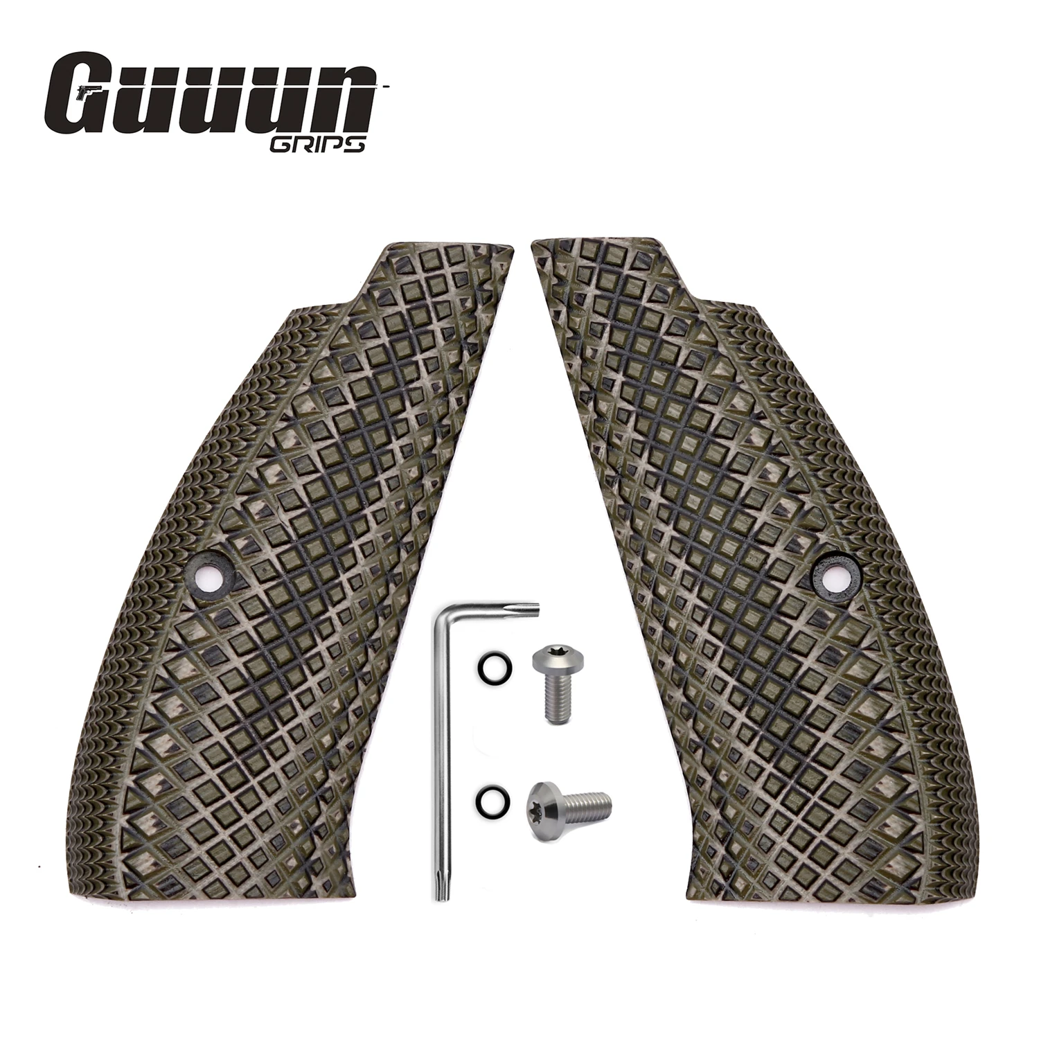 Guuun Tactical Sport G10 Grips Scales for CZ-75 SP-01 Full Size, Ergonomic Slim Profile, Crosscut Pattern Non-Slip Handle Panel