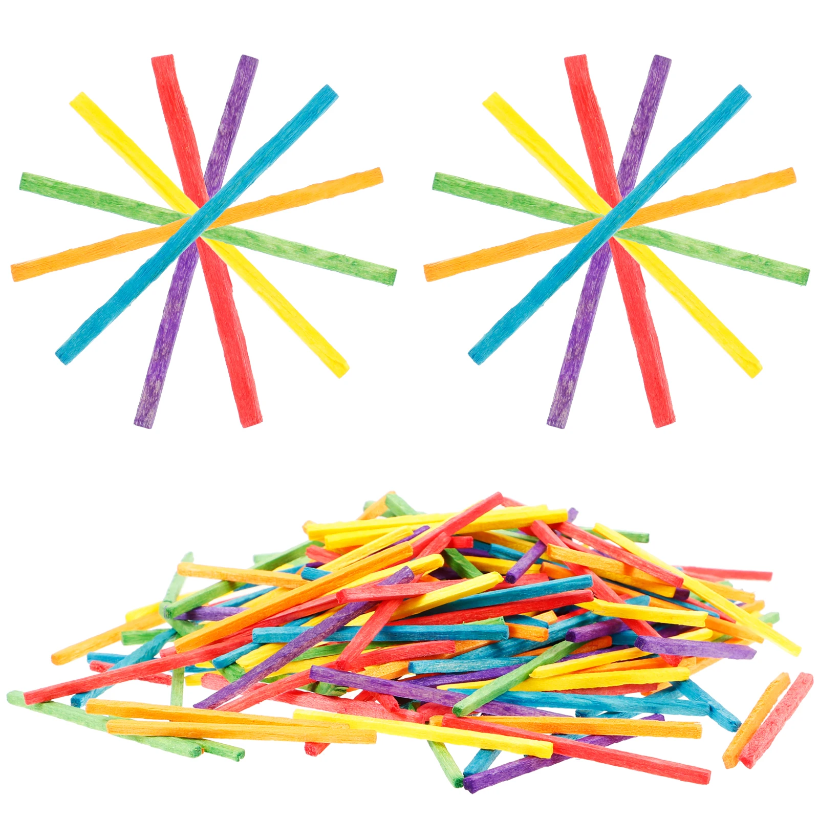 

1000pcs Colored Sticks Wood Popsicle Smooth Yellow Craft Sticks Straight DIY Classroom Supplies Environmental Friendly
