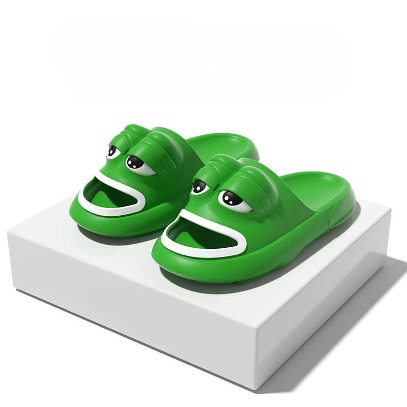 

Cute Cartoon Summer Slippers Women Men Indoor Bathroom Shoes Funny Frog Thick Sole Couples Shower Beach Slides Anti slip Sandals