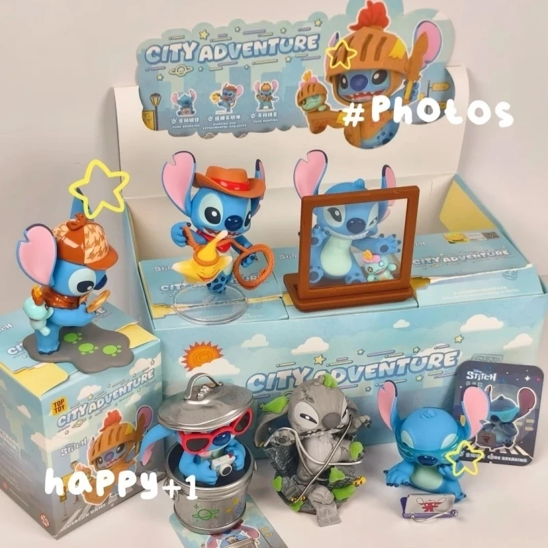 Toptoy Disney Stitch City Adventure Series Blind Box Doll Kawaii Anime Action Figure Surprise Mystery Box Toy Decor Girls Gift