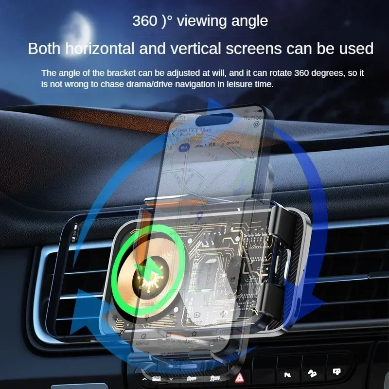 Transparent car navigation bracket, car air outlet, universal car wireless charging mobile phone holder image 3