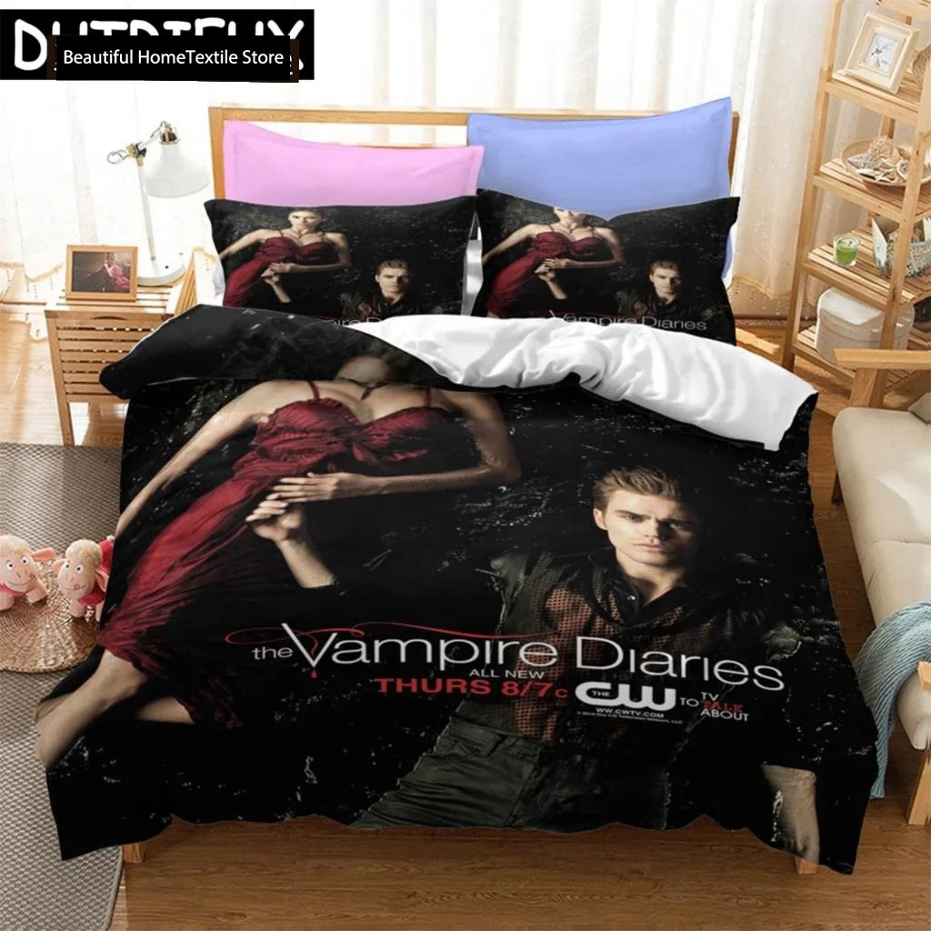 The Vampire Diaries Print Bedding Set 3D Character Duvet Cover Set With Pillowcase Twin Full Queen King Bedclothes 02