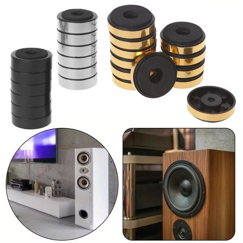4pcs 40x10mm Audio Isolation Stand Base Feet Solid Aluminum Active Speaker Subwoofer Shockproof Pad For Turntable CD Player DAC