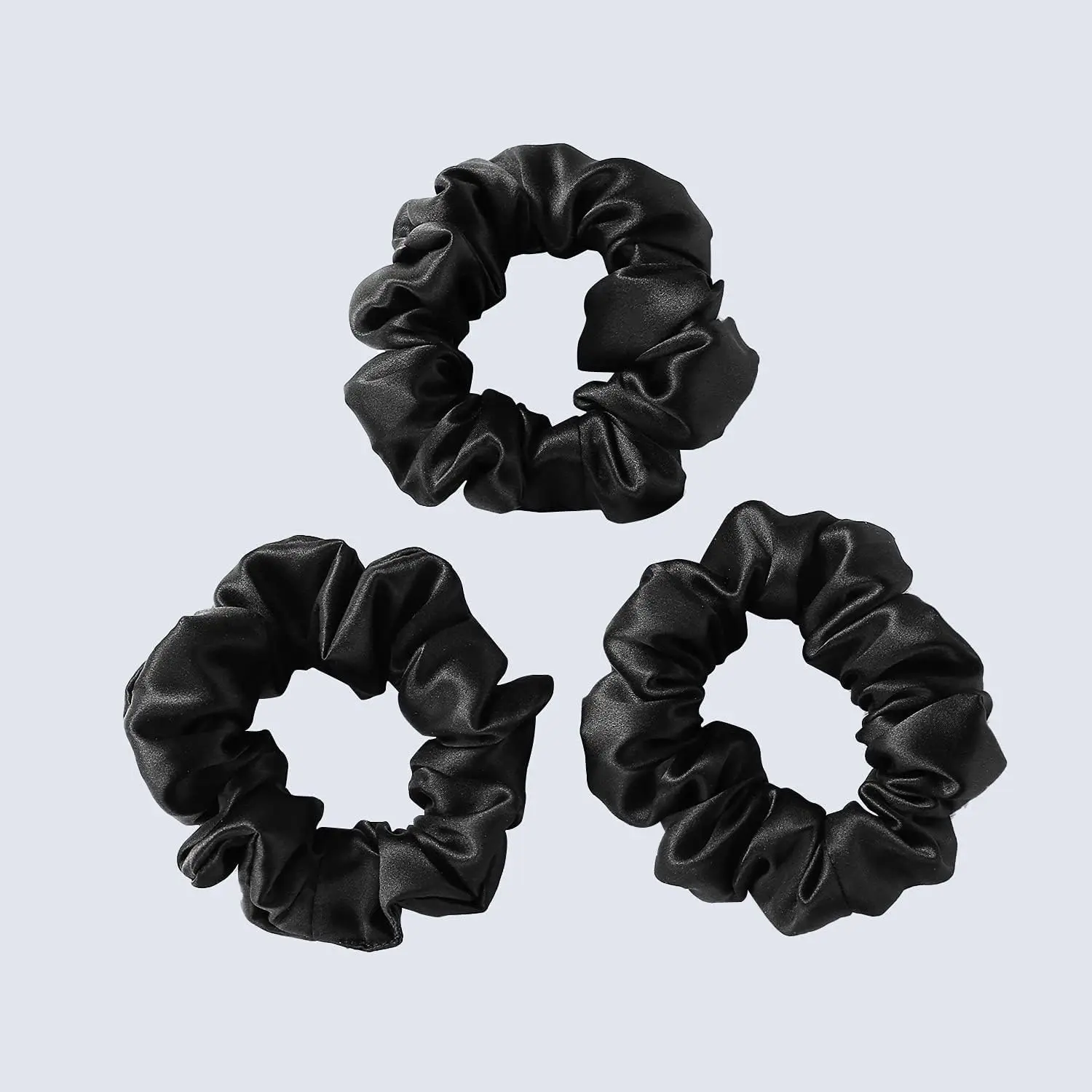 

Black 19 Momme Silk Hair Bands, Gentle Elastic Ponytail Holders for Women & Girls (3 Pack)