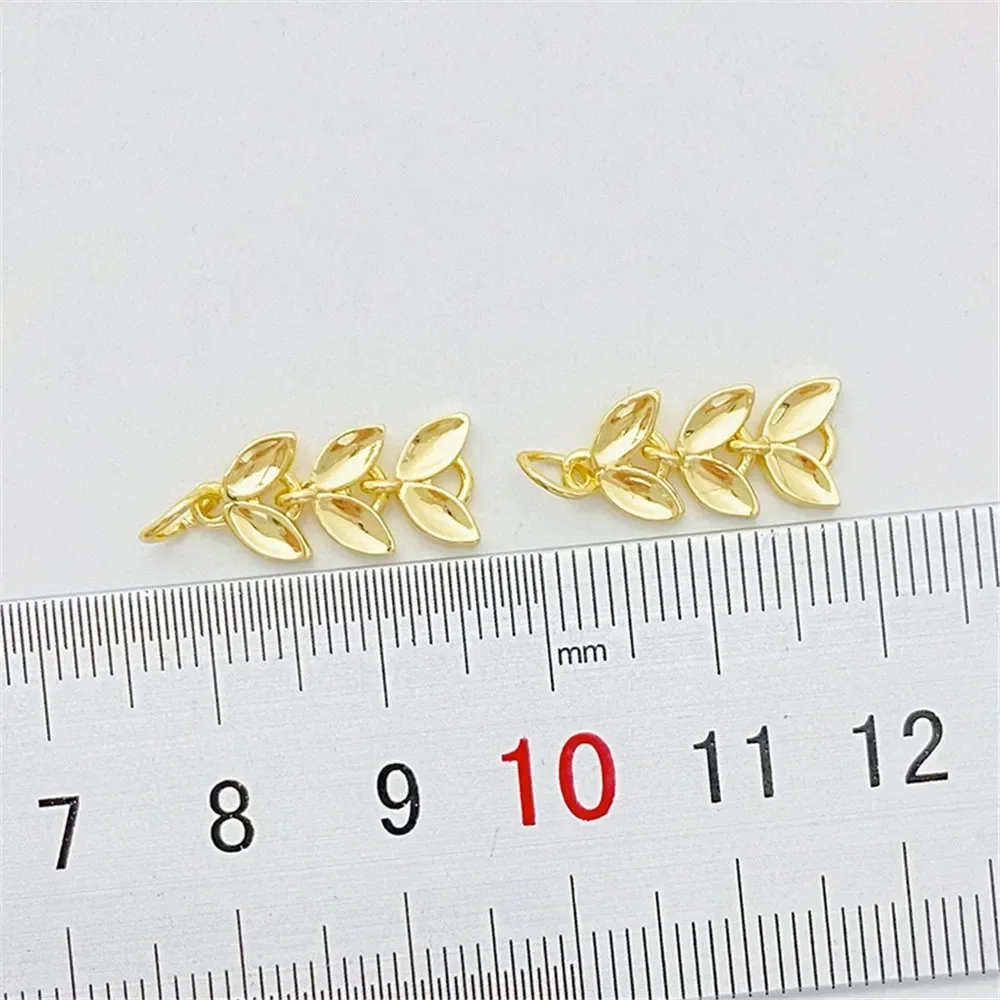 14K Gold-plating Double-sided Wheat Ear Fringed Pendant Handmade DIY String Bracelet Necklace Jewelry Material Accessories