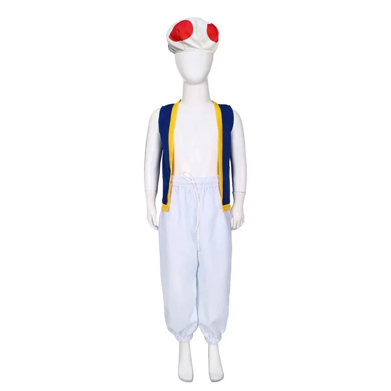 

ABC123Anime Kinopio Toad Cosplay Hat Kid Boy Costume Game Bros 2 Roleplay Fantasia Outfits Vest Pants Child Halloweef;5,c'8.m;0'