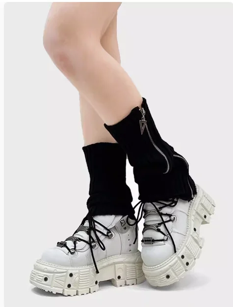 2026 Cyberpunk Heavy Metal Women's Small Height Increasing Lace-up Men Tabby Dark Goth Rock Platform Shoes 8cm
