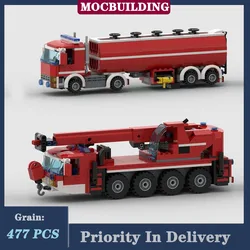 MOC City Fire Brigade Crane Model Building Block Assembly Set Fire Truck Oil Tank Truck Collection Toy Gift