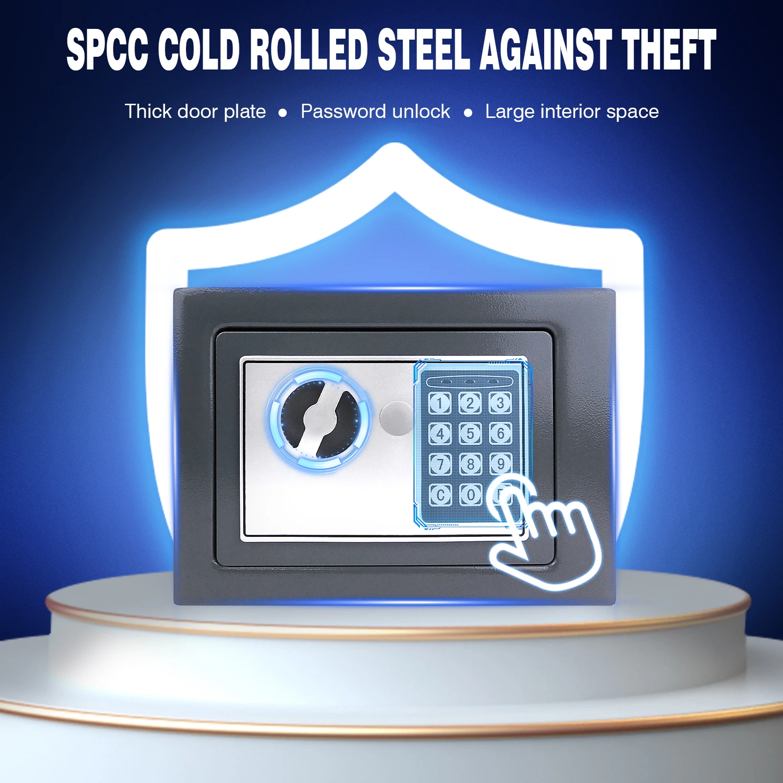 خزنة إلكترونية مقاومة للحريق ومقاومة للماء مع لوحة مفاتيح رقمية رئيسية لتخزين آمن من النقود والمجوهرات ومكتب المستندات