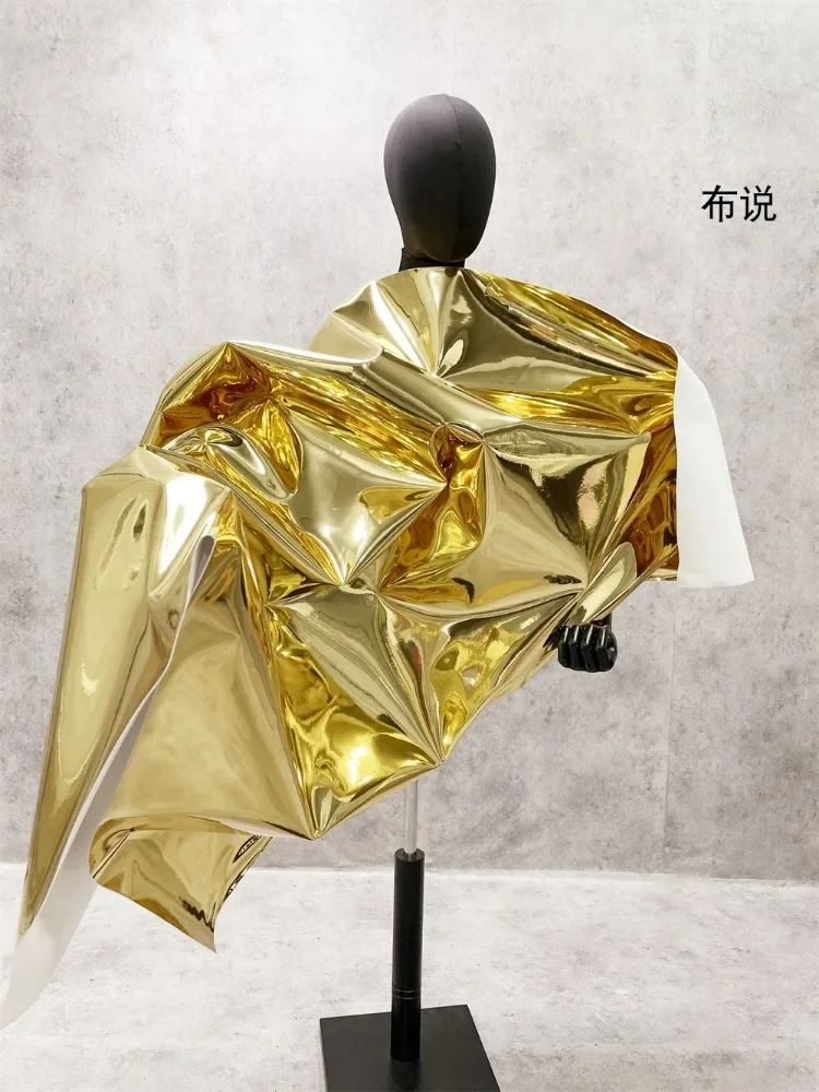 Mirror TPU Leather Fabric Thickened Gold Silver Light Waterproof Fabric Cloth Diy Apaprel Sewing Fabric Meters Material