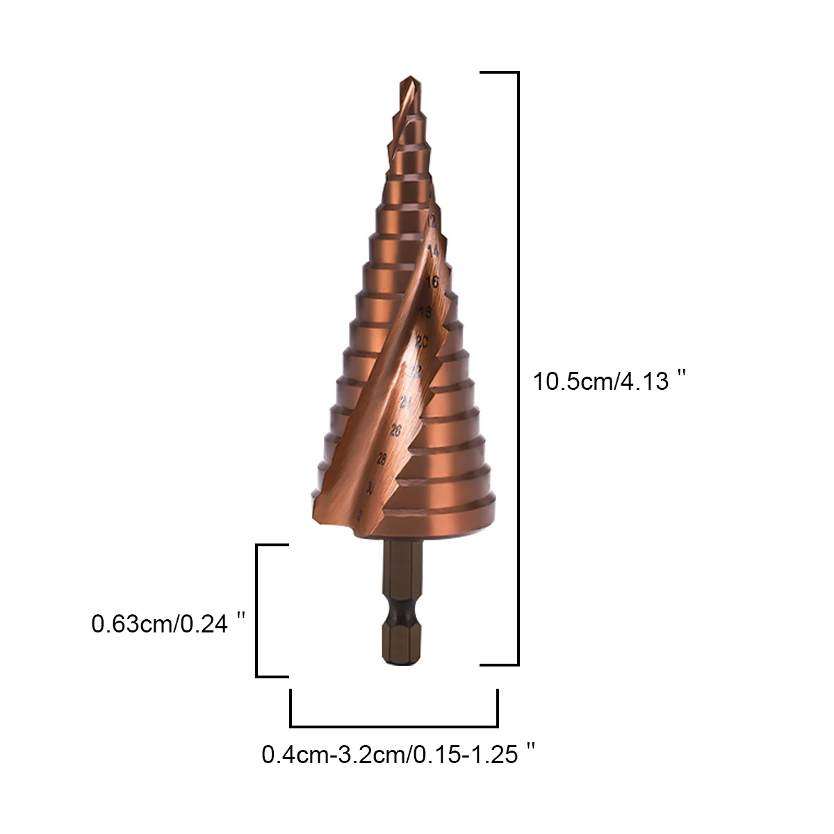 1Pcs 4-20mm Hexagonal Shank Spiral Groove Titanium Coating Pagoda Style Stepped Drill Bit M35 Cobalt