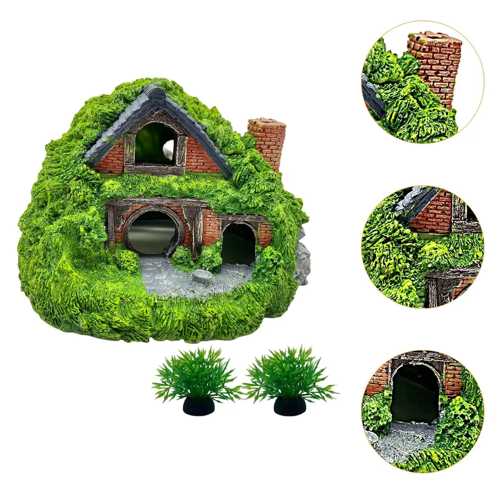 Aquarium Decor House Cave Small Fish Hideaway for Betta Fish Tank Accessories Fish Hideout Fish Tank Hut Ornament Hole Shelter