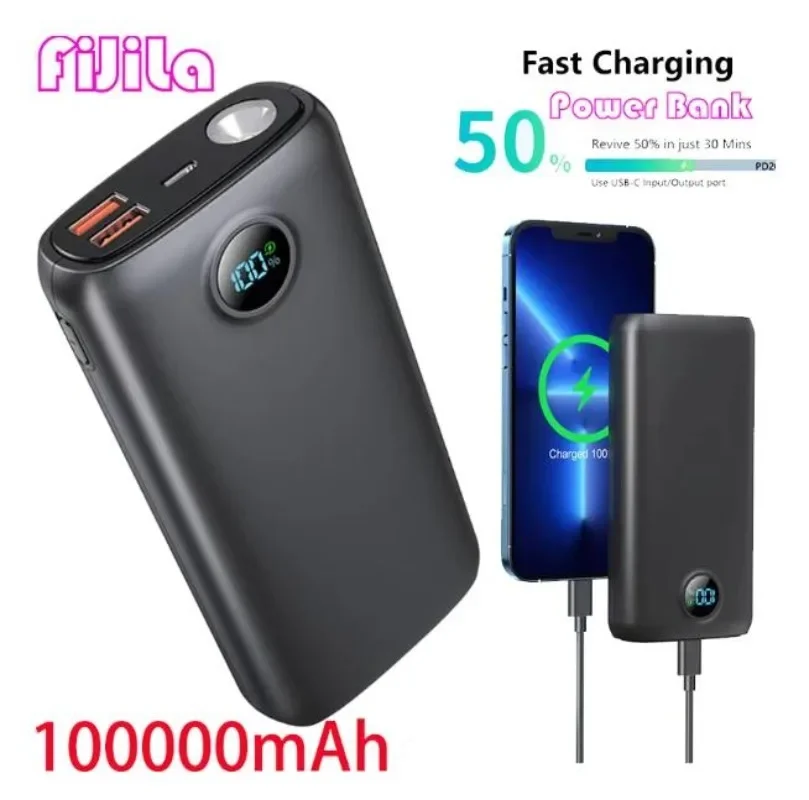 Popular 22.5W Power Bank Super Fast Charge 100000 MAh Digital Display Mobile Power Supply with Flashlight CE 보조배터리 슈퍼 고속 충전