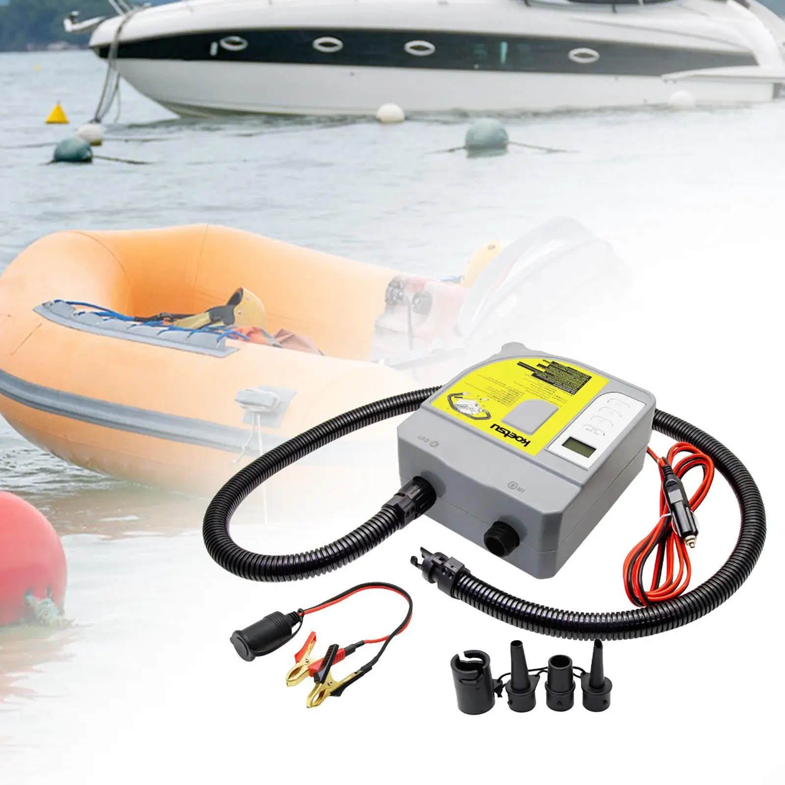 Electric Air Pump Inflate and Deflate Air Pump 12V Car High Pressure Pump for Inflatable Swimming Rings Rafts