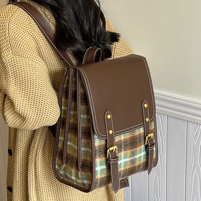 Japan JK Leisure Retro Backpack Plaid Lolita Style Bag Women's Handheld Korean Schoolbag For Teen Girls Female Travel Backpack
