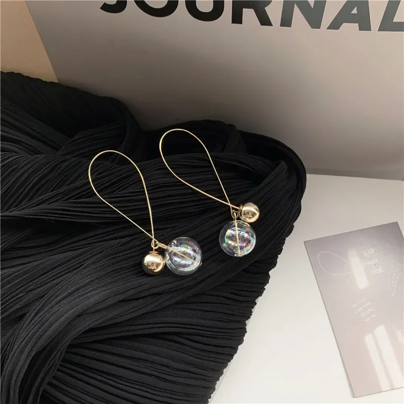 Boucle D’oreille Femmes Creative Exquisite Versatile Colorful Glass Ball Earrings Festive Party Fashion Jewelry Бижутерия