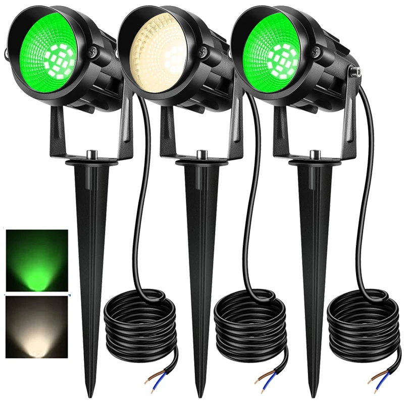 10W Outdoor LED Landscape Lights 110V 220V Warm White Green IP65 Waterproof Garden Pathway Lights Yard Lawn Spotlights