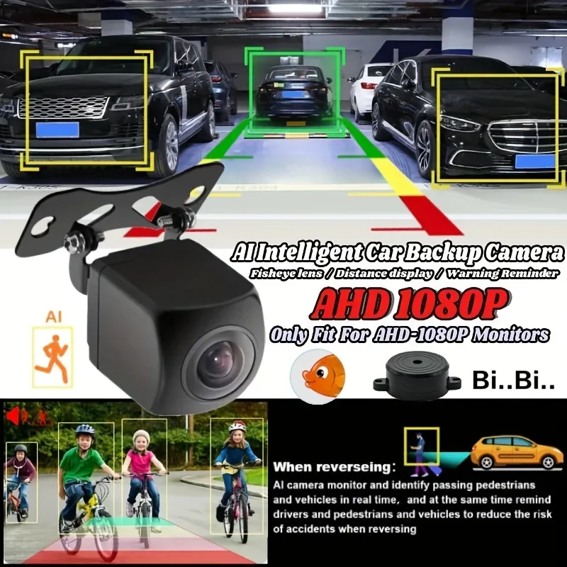 AI Smart Car Camera with ADAS/BSD Alerts, 170° Fisheye Lens, AHD-1080P, Buzzer Alarm - Multi-View Front/Rear/Left/Right for Fit