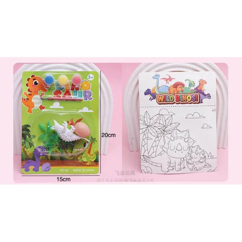 2Pcs Children Painting Toy Handmade DIY Painting Plaster Doll Cartoon Dinosaur Colouring Dinosaur Egg Colouring Toys