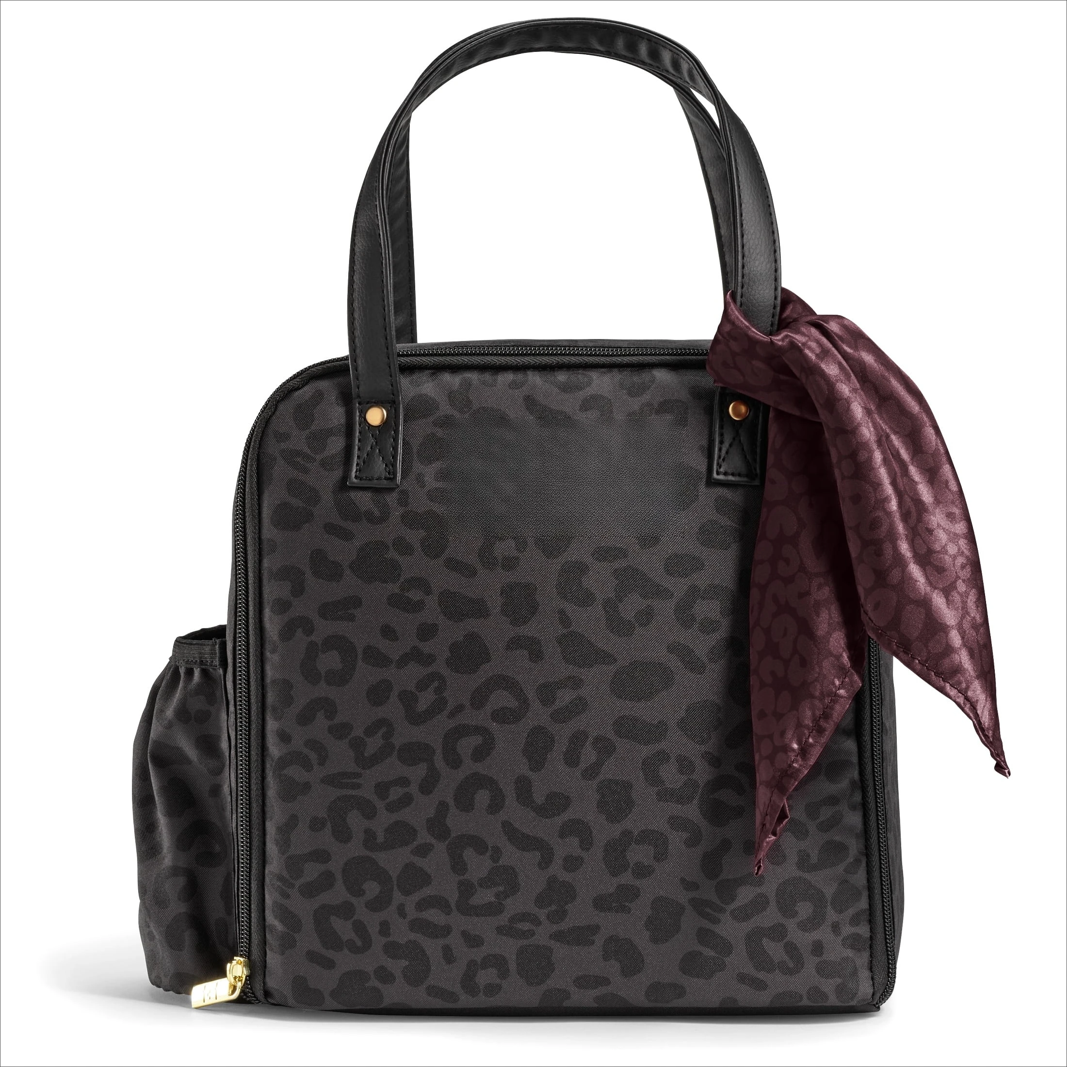 

Wichita Women's Lunch Bag, Large Insulated Tote Bag, Includes Fashion Scarf, Cheetah Black