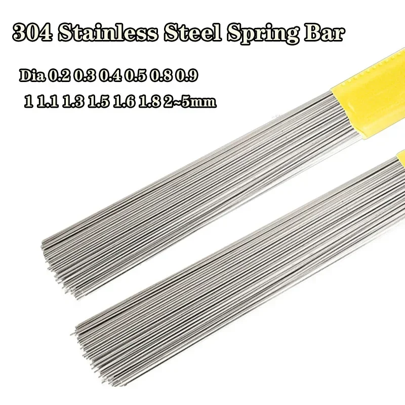 Length 500mm 304 Stainless Steel Spring Bar Dia 0.2/0.3/0.4/0.5/0.8/0.9/1.0~5mm Hard Steel Wire Straight Elastic Steel Round Rod