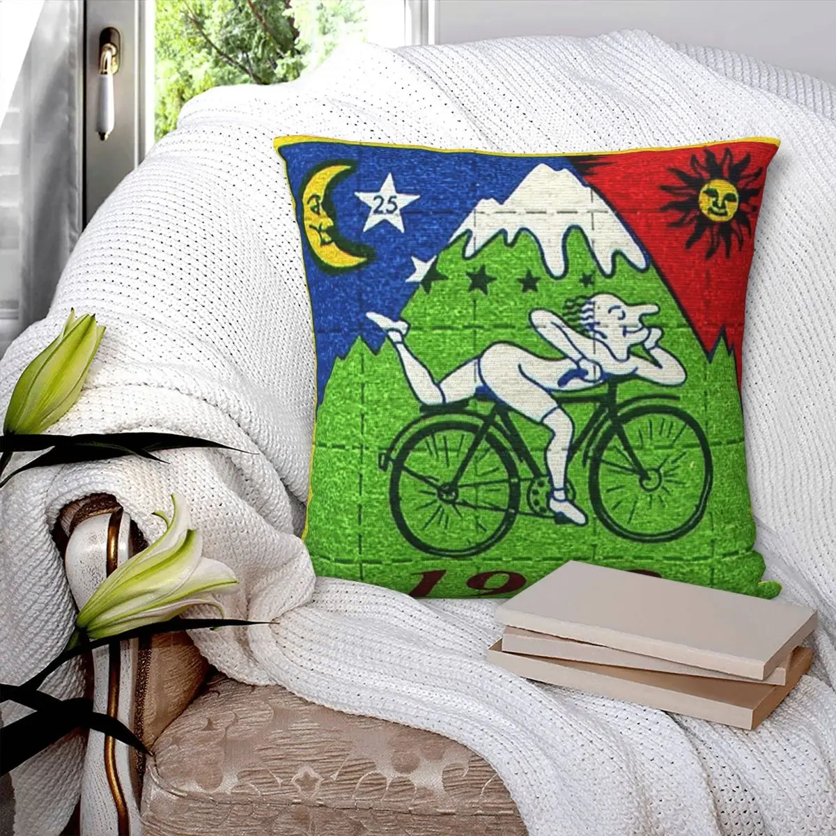 Bicycle Day Lsd Blotter Art Tab Square Pillowcase Pillow Cover Cushion Zip Decorative Comfort Throw Pillow for Home Car