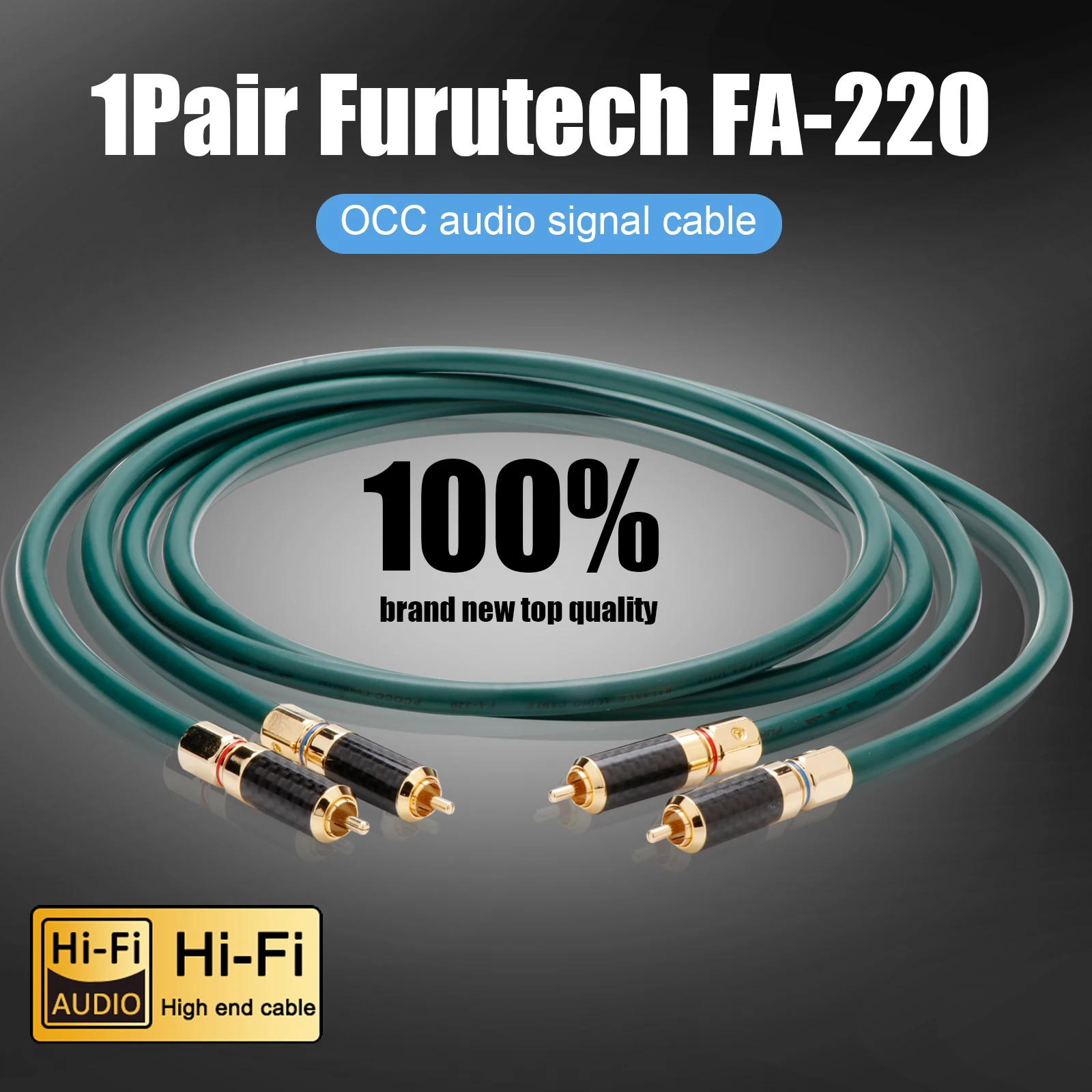 Furutech FA-220 OCC Single Crystal Copper Audio  Signal Cable with Encryption Shielded Gold-plated Carbon Fiber RCA Connector