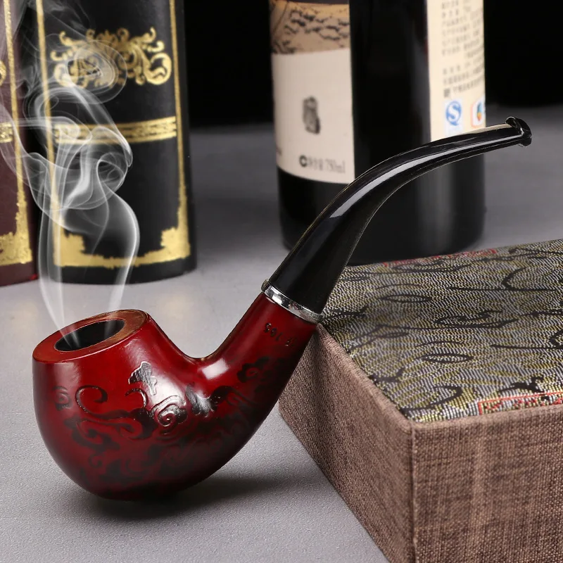 Fashionable Solid wood carved filter wooden pipe Durable detachable cleaning pipe Smoking Tobacco pipe Cigarette Pipes Gift