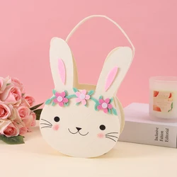 1 piece, felt cute rabbit portable basket storage basket, non-woven gift bag decoration basket, Easter egg basket, children's ca