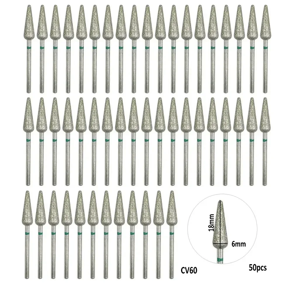 50pcs Diamond Nail Drill Bit Set of Milling Cutters for Manicure Diamond Bit Milling Cutter Nail Bits for Electric Drill Machine