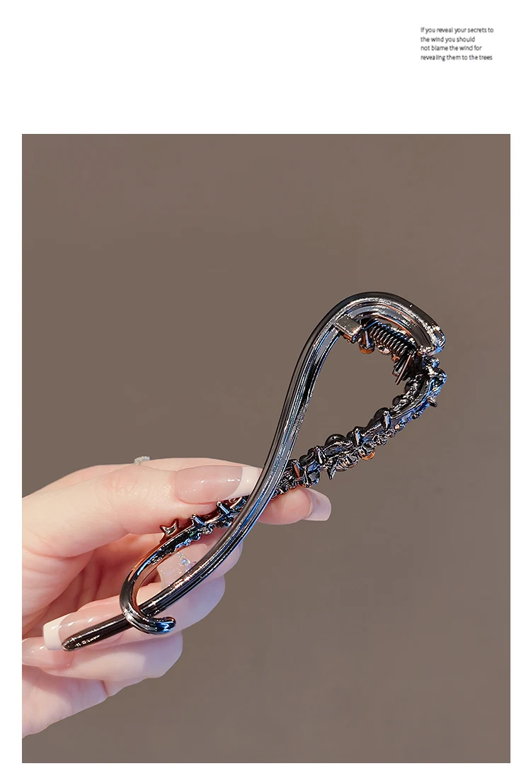Mode Strass Banana Clip Haar Clips Elegante Unregelmäßige Frauen Haar Clip Mädchen Klaue Kopfschmuck Haar Zubehör Koreanische Haarnadel – Detail 7