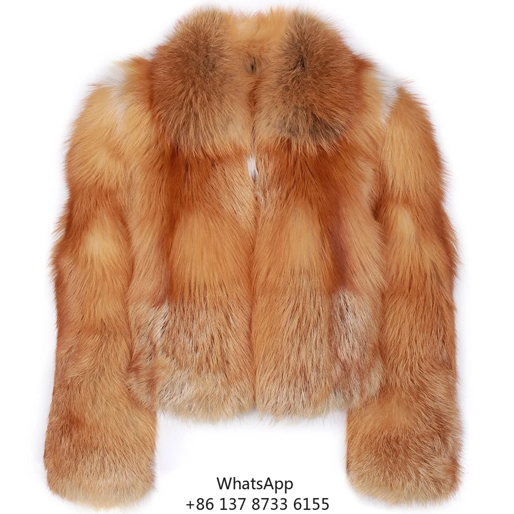 

2023 Winter Warm Turn-Down Collar Natural Fox Fur Jacket Women Luxury Full Pelt Fox Fur Coat Ladies Streetwear