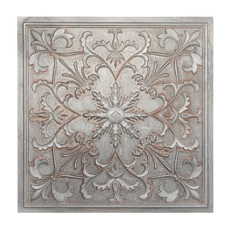 Rectangular Embossed Interior Wall Panel Drop Ceiling Weathered Iron Wall Decor for Salons Bathrooms Hospitals-PL70 Fireproof