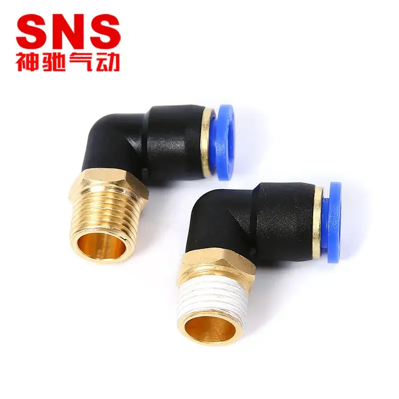 10PCS  SNS Shenchi Pneumatic SPL elbow quick connector 8-02 right angle 4-M5 trachea quick plug 6-03/01G thread