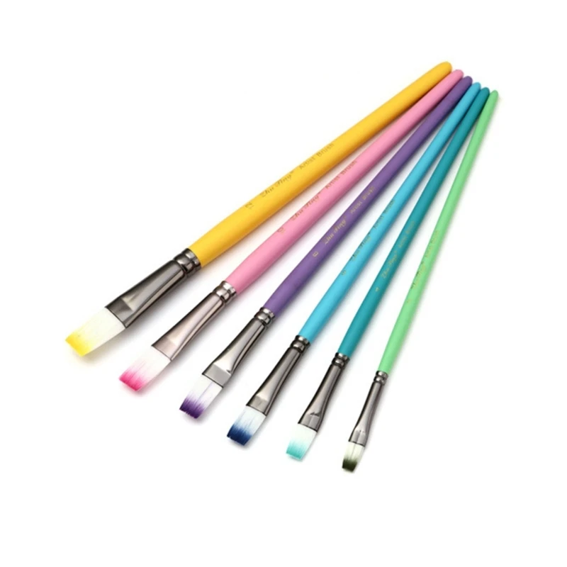 6Pcs 수채화 펜 페인트 브러시 나일론 헤어 페인트 브러쉬 DIY 전문 미술 페인트 브러시에 대 한 아티스트 유화 브러시