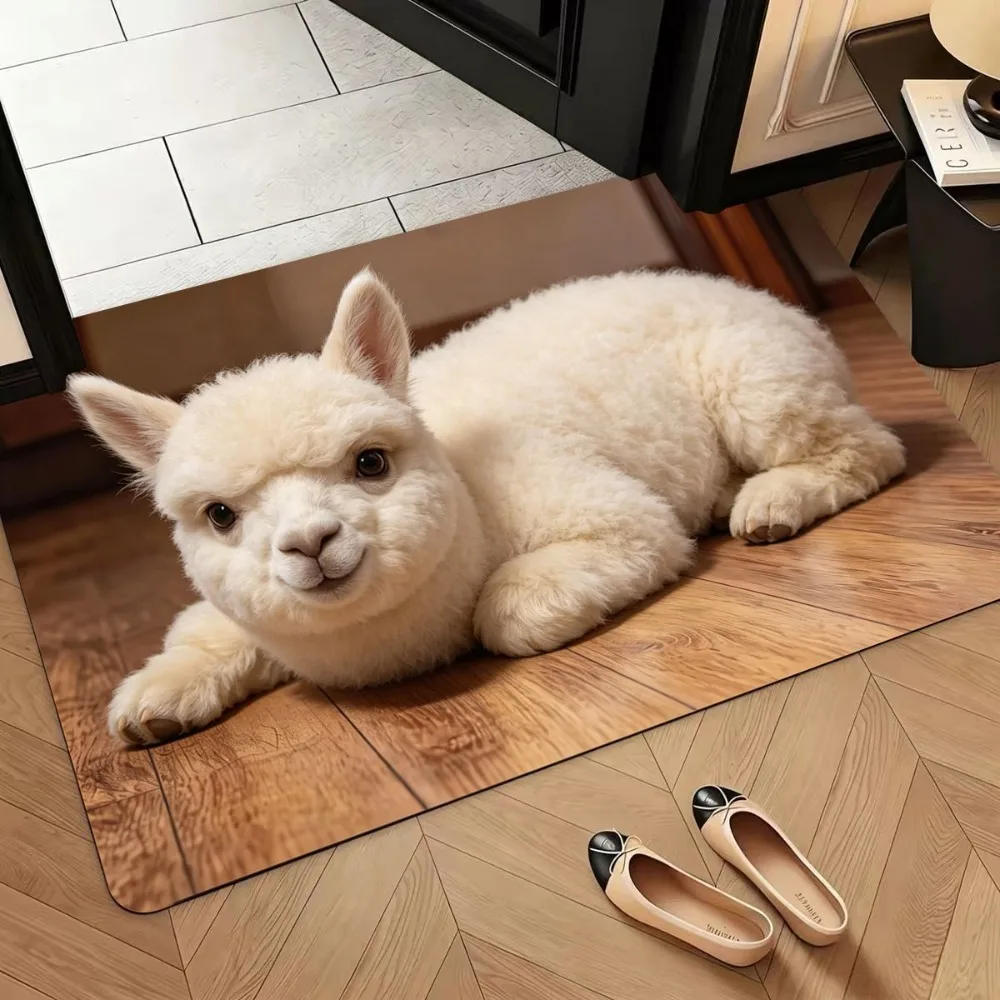 Tiger/Rabbit/Sheep/Dog Shape Cute Panda Floor Mat Water-absorbing Non-slip Bathroom Carpet Soft 40*60cm Floor Mat