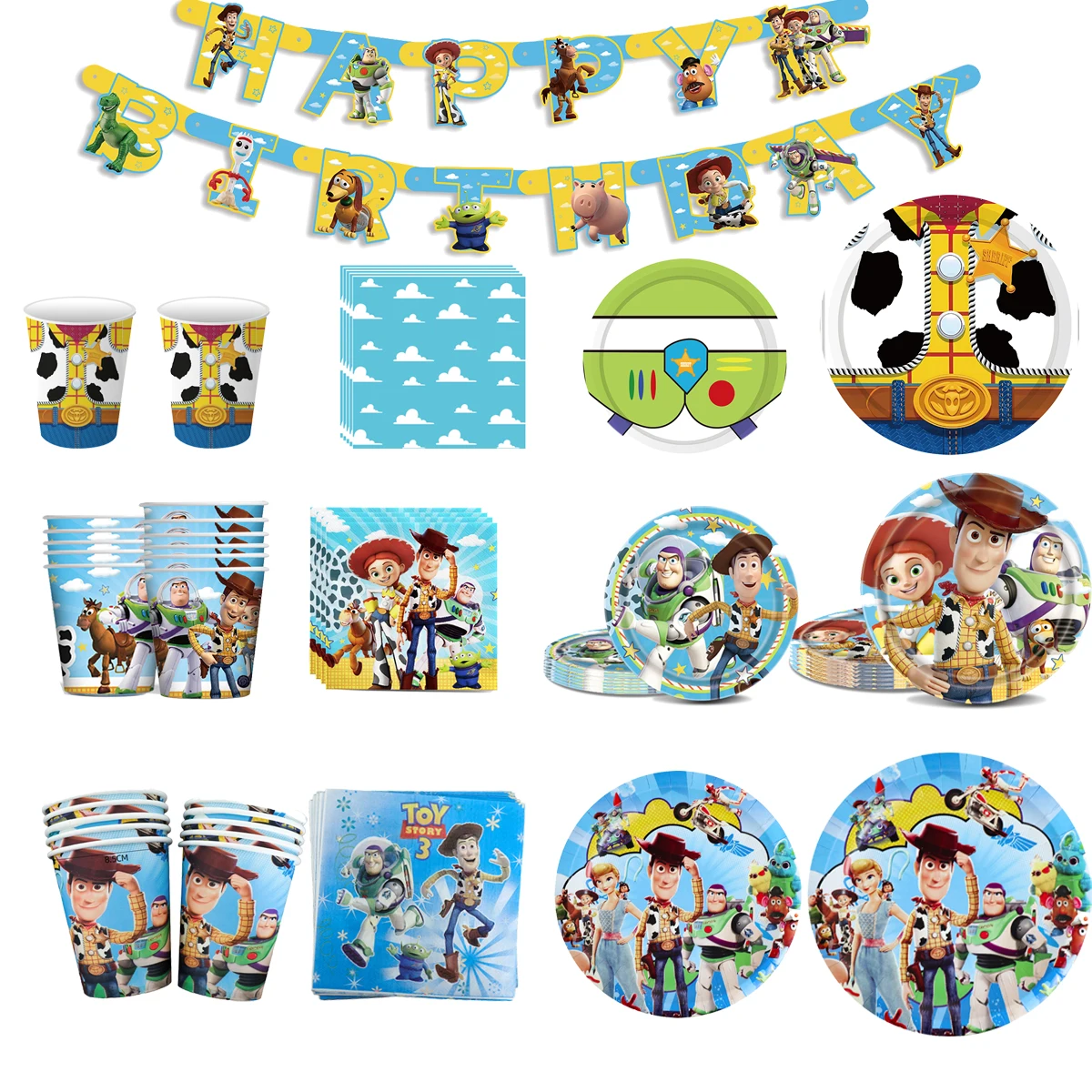 Disney Toy Story Party Supplies Tableware Set Paper Cups Plates Napkins For Kids Birthday Party Decoration Boys Girls Baby Showe