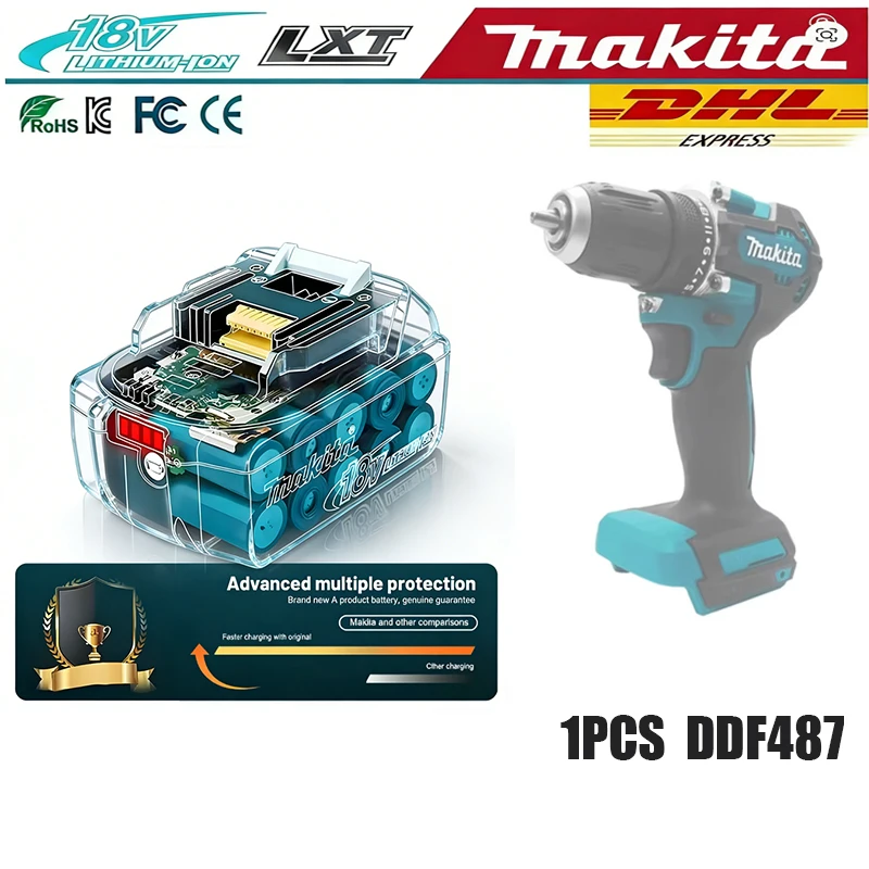 

Battery Makita DDF487 18V Cordless Drill 10mm 410W Max Power Electric Screwdriver Rechargeable Power Drill for Home/Workshop(No