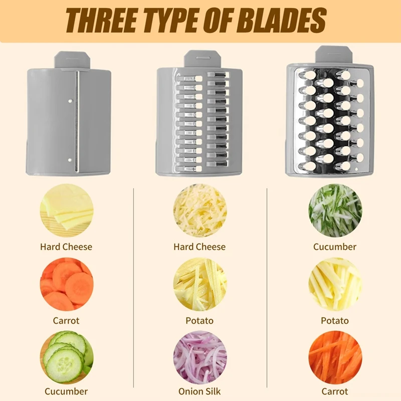 A04R Electric Cheese Grater,Multifunctional Electric Slicer,Vegetable Slicer, Salad Maker,Food Processor for Kitchen Use