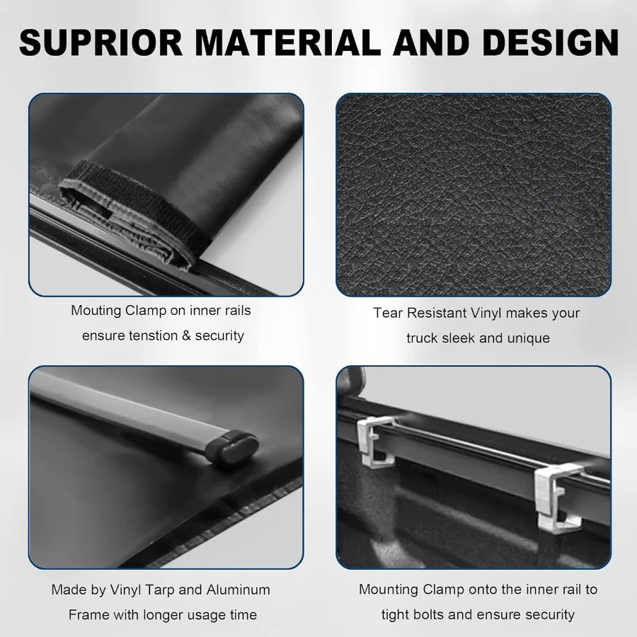 غطاء سرير شاحنة من الفينيل الناعم قابل للطي مصمم لـ 20092022 دودج رام 1500 بدون صندوق رام مع تركيب علوي لـ 5.8 5.7 #4